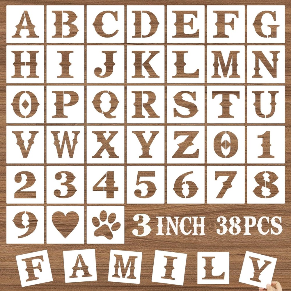 DZXCYZ 3 Inch Letter Stencils and Numbers, 38 Pcs Alphabet DIY Craft 3