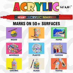 Acrylic Markers Set 60 Colors, 14 Metallics, Fine Tips for Art Projects