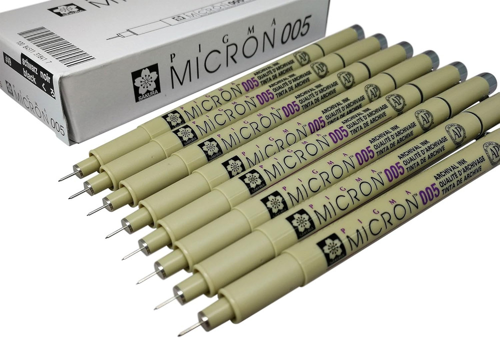 Sakura Pigma Micron Pen 005 Black Ink Marker Felt Tip Pen, Archival Pigment Ink,