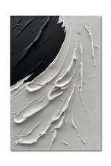 NANKAI Art 36×24 Inches Hand-Painted Thick Textured Black and White Minimalis…