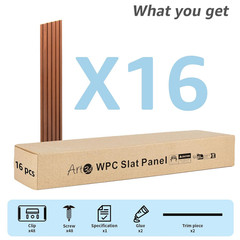 16-Pack WPC 3D Wainscoting Panels 48×6 Inch for Stylish Wall Decor, Teak