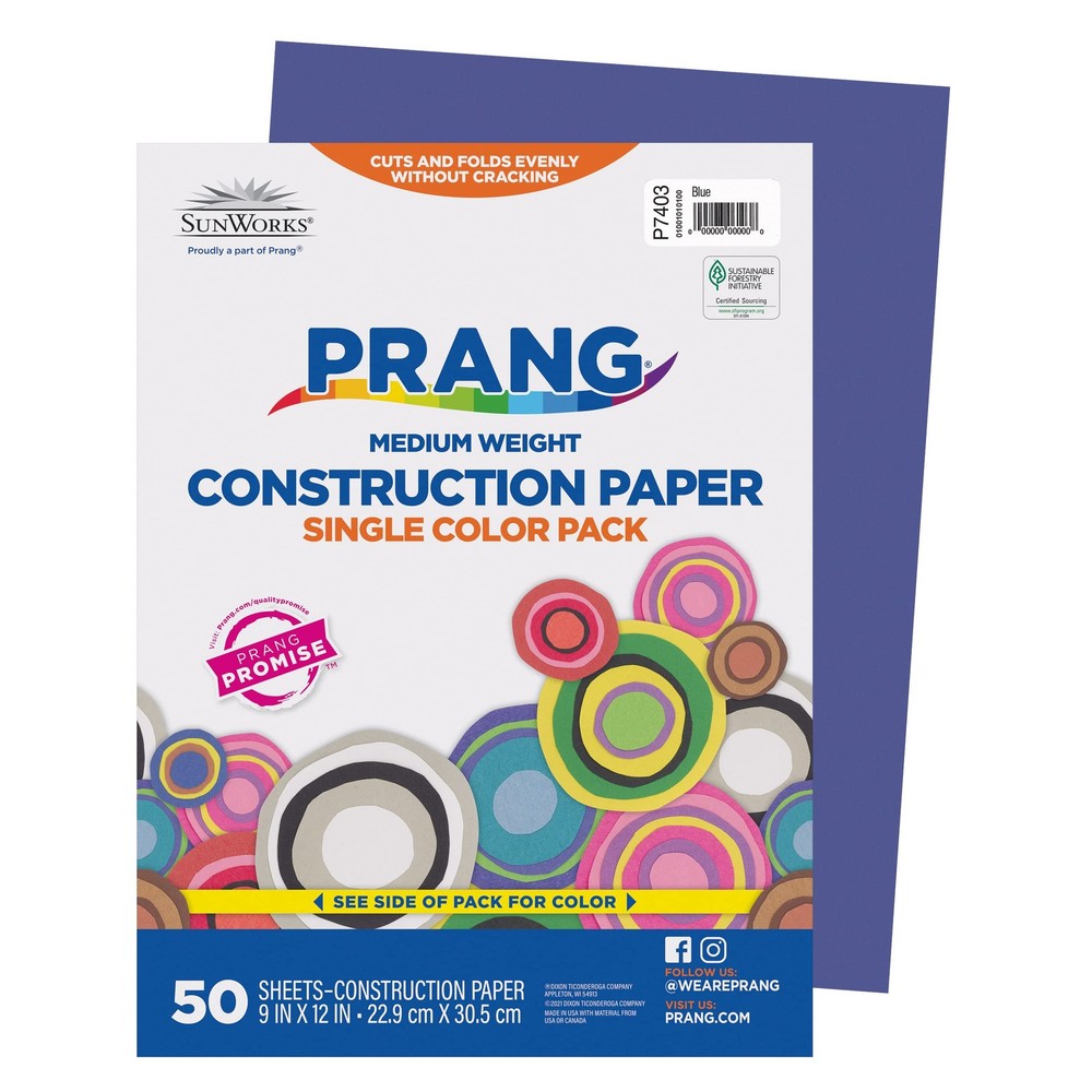SunWorks 7403 Construction Paper 9×12 Inch 50 Sheets Pack Blue