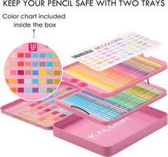 KALOUR Macaron Pastel Colored Pencils,Set of 50 Colors,Artists Soft Core,Ideal f