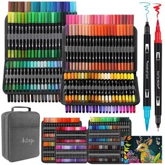 Dual Markers Brush Pens for Adult Coloring Books, 168 Colors Art Marker Set w…