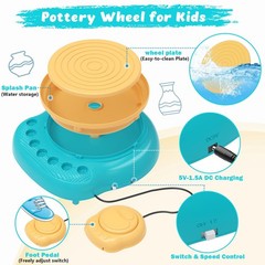 TingingYuli Pottery Wheel for Kids,Complete Kit and Tools yellow/cyan