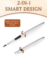 6 PCS Travel Watercolor Brushes Leather Pouch Extendable Portable 6 Sizes