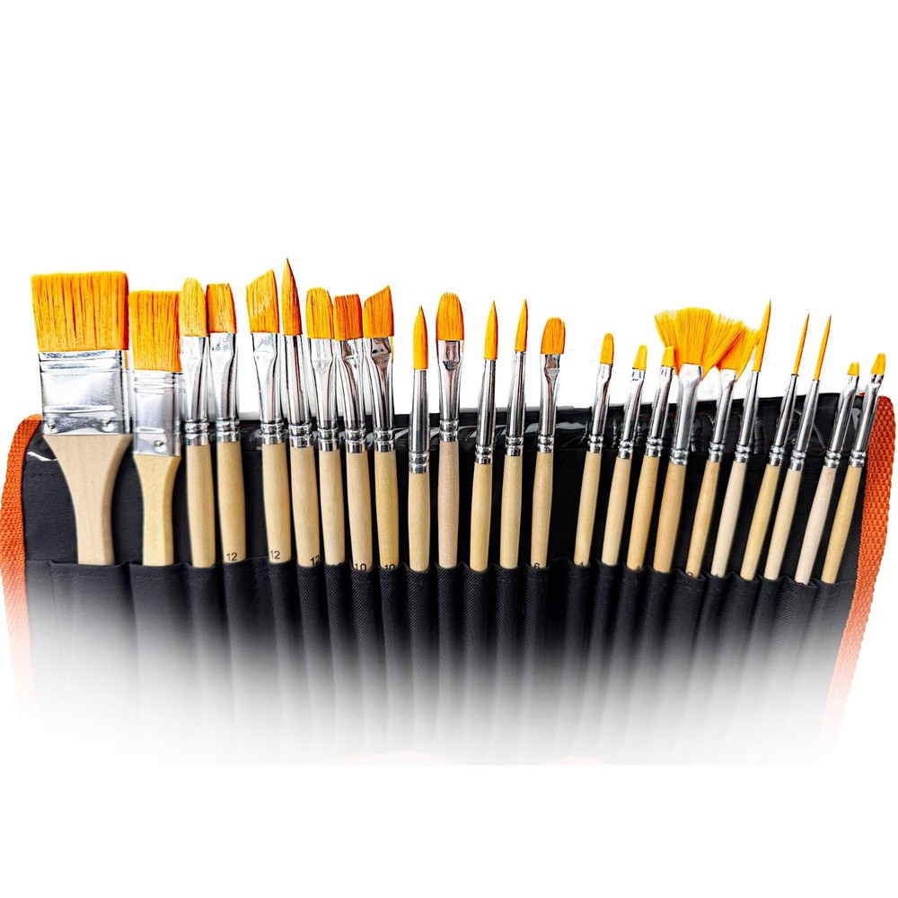 Paint Brush Set, 24 Pieces Paint Brushes for Acrylic Painting with case