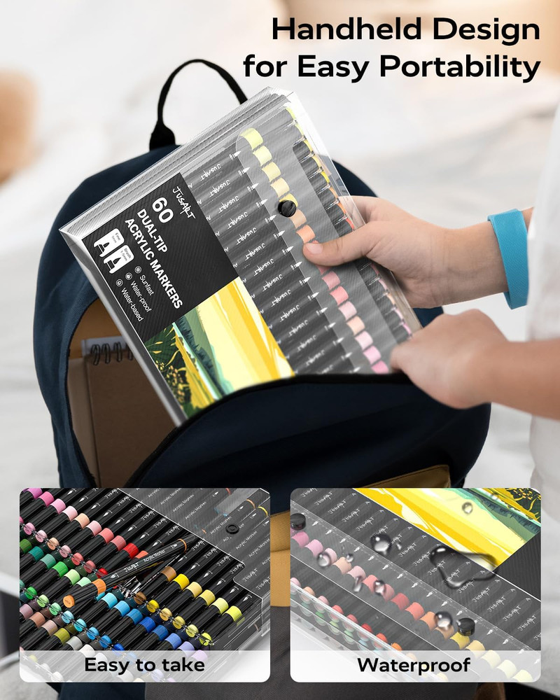60 Colors Dual Tip Acrylic Paint Pens Markers, Brush and Fine Tip, Premium Pa…