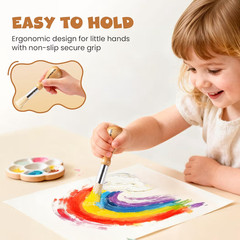 Jumbo Paint Brushes for Kids, Easy Grip Round and Sponge Toddler Paint Brushes