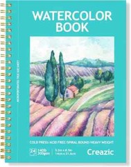 Creazic Watercolor Paper Pad, 5.5″x8.5” (24 5.5″ x 8.5″, white