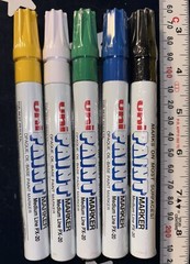5X Uni-Paint PX-20 Oil-Based Paint Marker Medium Line (BLK, WH, YEL, GRN, BLUE)