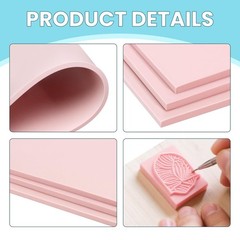 6 Pack 8”x10” Pink Stamp Carving Blocks Soft Carving Blocks for DIY Stamp M…