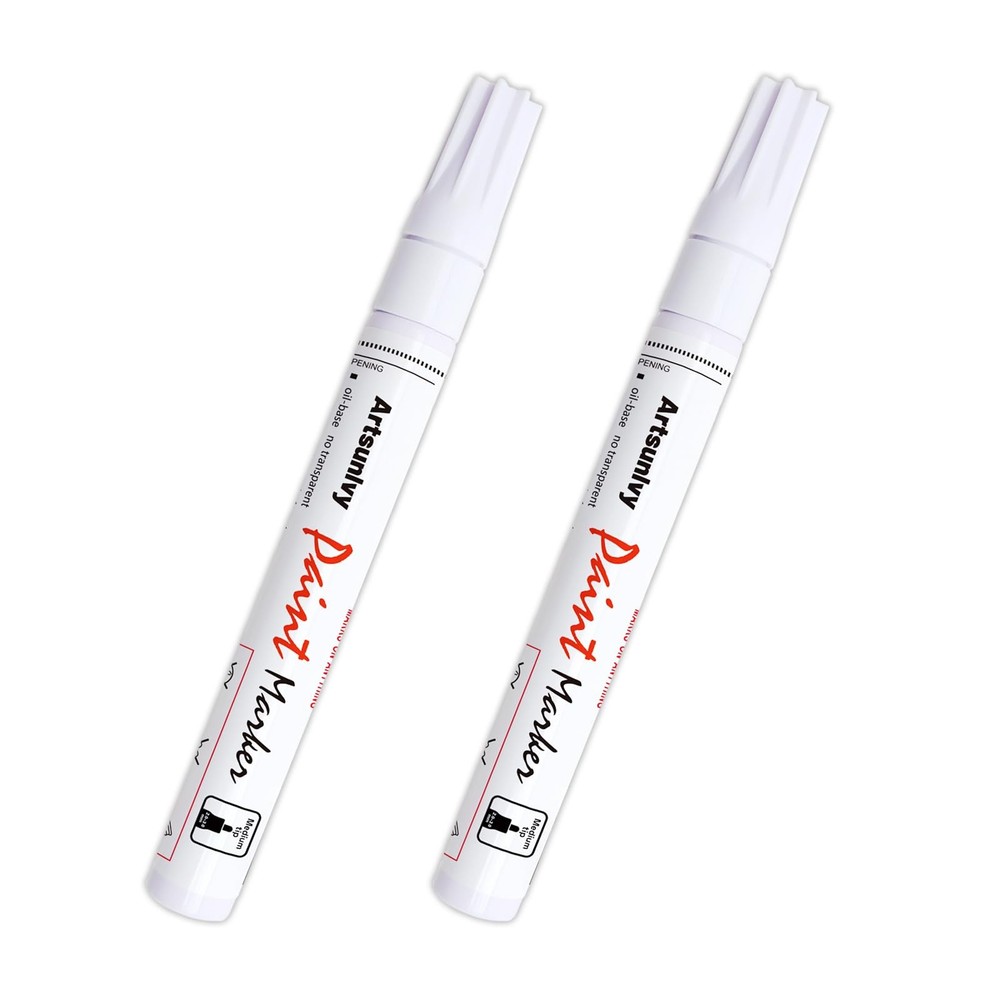 White Paint Pens marking pens Permanent Markers – 2 Pack Oil Based Waterproof