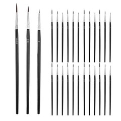 30Pcs Miniature Paint Brush Set Reusable Nylon Wood Black for Decoration Art