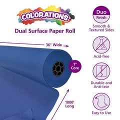 Colorations 36″ x 1000′ Dark Blue Dual Surface Craft Paper Roll
