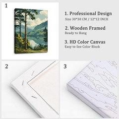 Framed Paint by Numbers Kit for Adults, Forest Paint by Numbers for Beginner wi,