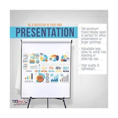 U.S. Art Supply 66″ High Boardroom Black Aluminum Flipchart Display Easel and…