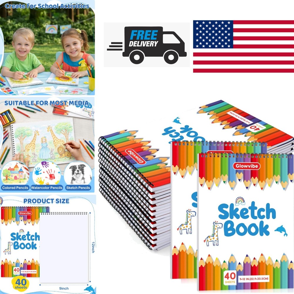 24 Pack Kids Drawing Pad 40 Sheets Each Perfect for Art and Creative Projects
