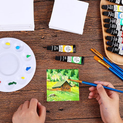 3X3In Small Canvases for Painting, 32 Pack Mini Canvas Boards Cotton Painting Ca