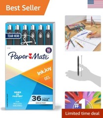 Vibrant 36-Pack InkJoy Gel Pens – 0.7mm Medium Point, Quick-Dry Black Ink