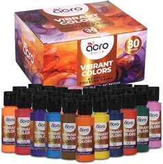 Acrylic Pouring Paint Set – 30 Basic, Neon, Metallic, and Pastel Colors – Easy t