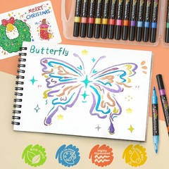 ZSCM 48 Colors Duo Glitter Effect Brush Markers, 24 Pack Water-based Ink Glit…
