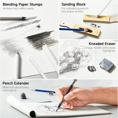 124 PCS Drawing Kit, Professional Drawing Supplies with Sketch, Charcoal, Colore