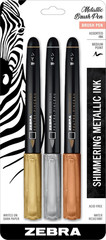 , Metallic Brush Pens, Gold, Silver, and Rose Gold Ink, Medium Brush Tip Mimics