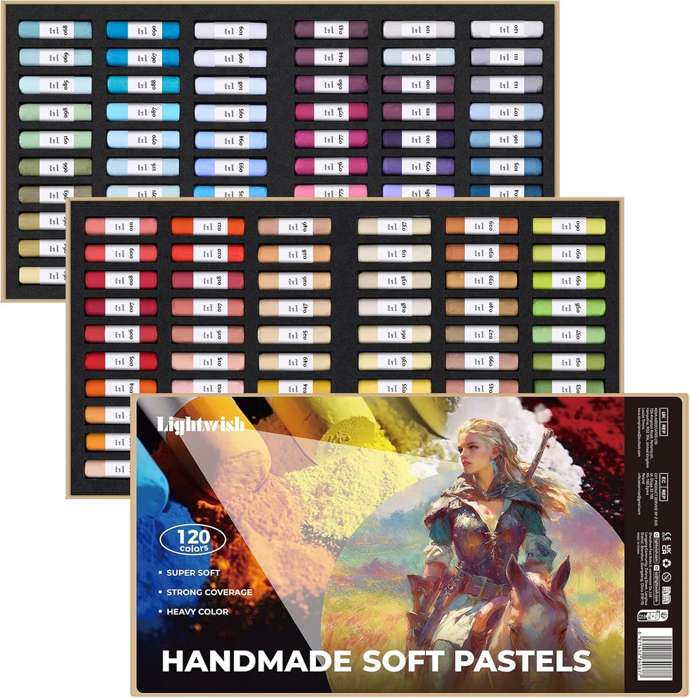 LIGHTWISH 120-Color Soft Pastels Set for Artists, Beginners & Adults – Non-Toxic