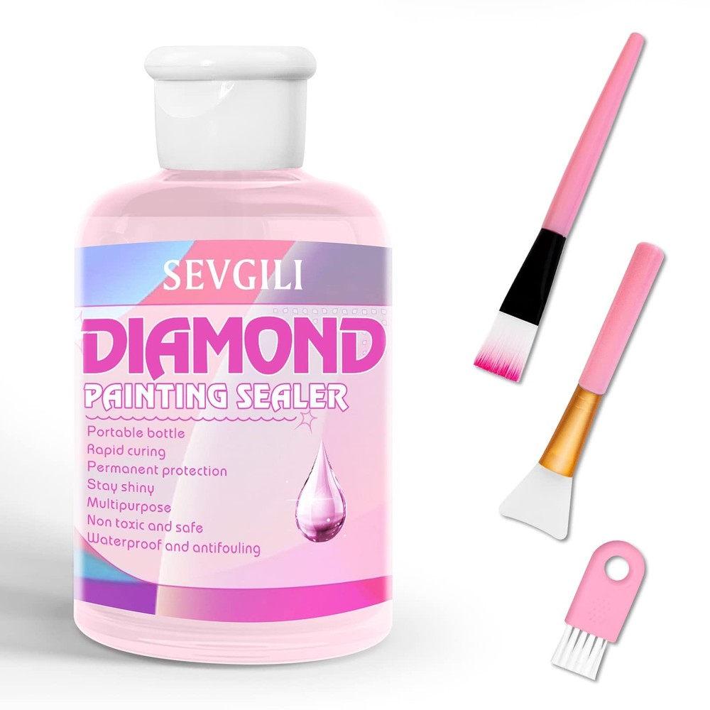 sevgili Diamond Painting Sealer Kits 120ML with Brushes, 4OZ, pink