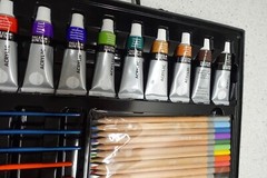 Daler-Rowney Simply Acrylic Paint Set pencil brushes with case Artist kit