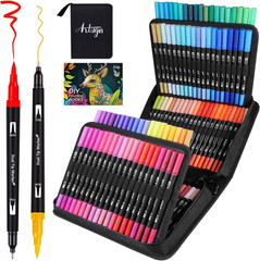 Dual Markers Brush Pens for Adult Kids Coloring Books,120 Colors Art Marker Set