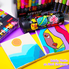 Marcadores acrilicos creativos 24colores puntas 3mm recambio tinta a base agua