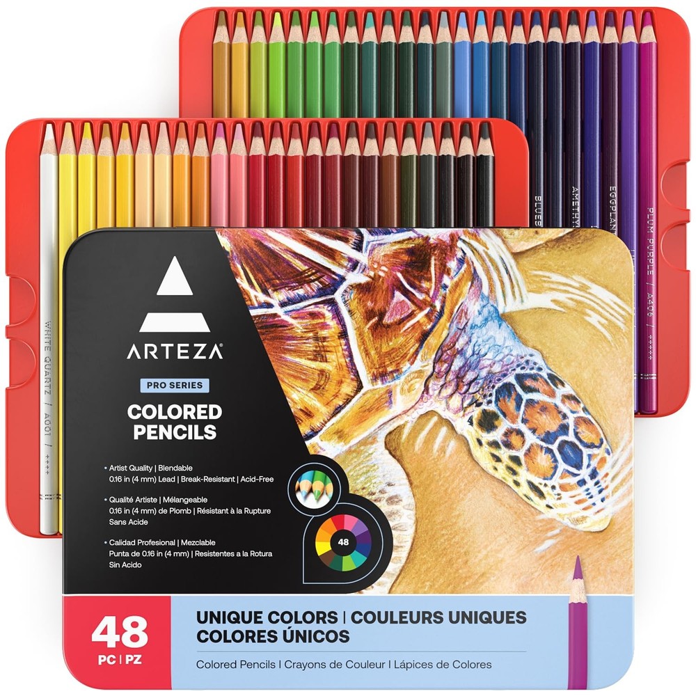 Colored Pencils, 48 Wax-Based Color Pencils, Vibrant Coloring Pencils in Tin …