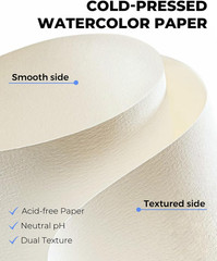 Watercolor Paper Pad 9″X12″, 300Gsm/140Lb, Cold Press Water Color Paper, Acid-Fr