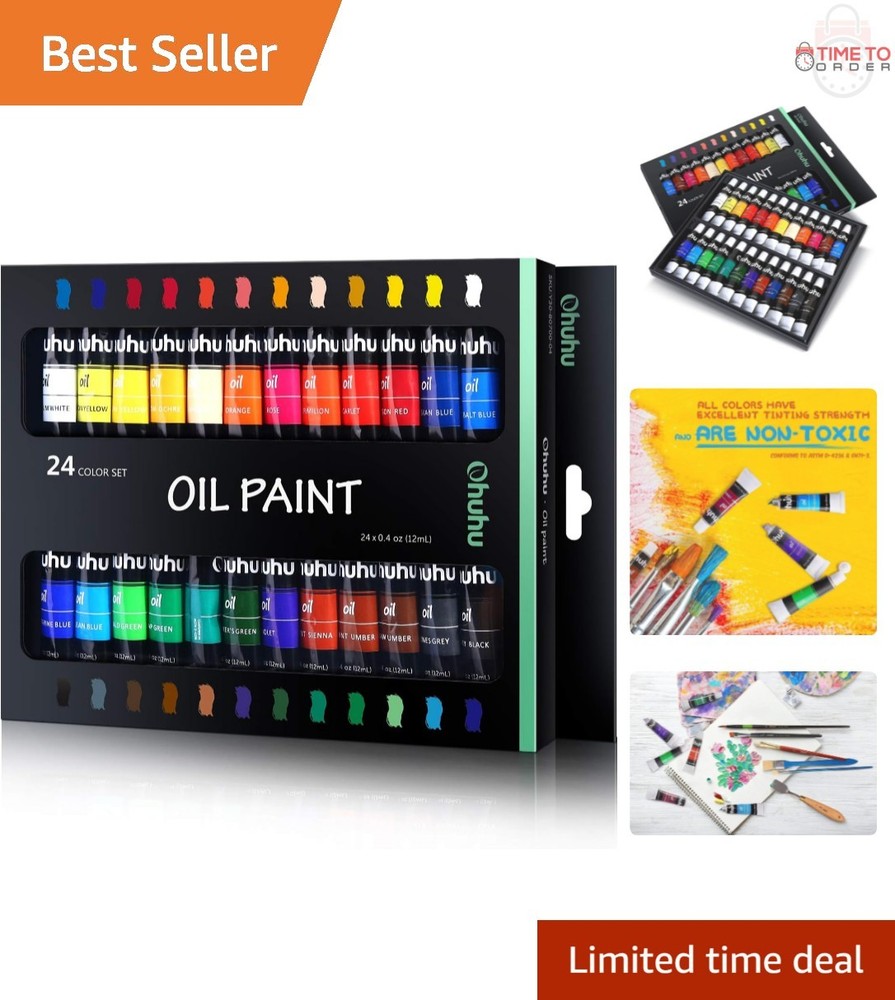 Oil Paint Set 24 Colors Non-Toxic for Canvas Painting Artists Beginners Kids