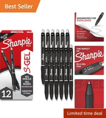 Professional Quality Black Gel Pens 0.7mm – 12 Pack of Retractable Writing Tools
