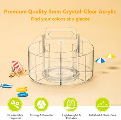 Acrylic Marker Organizer for Alcohol Markers, 360° Rotating Clear Acrylic Holder