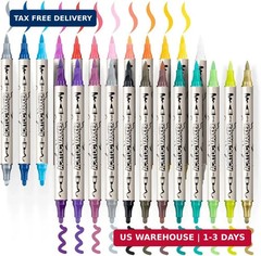 TRANSON 24 Colors Bold and Brush Dual-tip Acrylic Paint Marker Pen for Canvas Ro