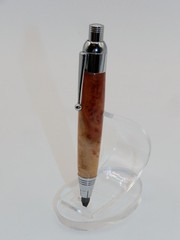 Chrome finish 5.6mm Sketch Pencil. Hand made with 2-Tone Amboyna Burl. #153
