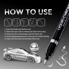 3-Pack Liquid Chrome Markers, Permanent Paint Pens for Metal & Plastic