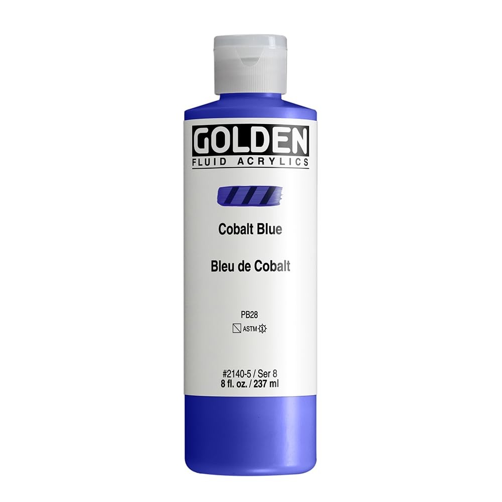 8 fl oz Fluid Acrylics Cobalt Blue Bottle Professional Transparent Paint