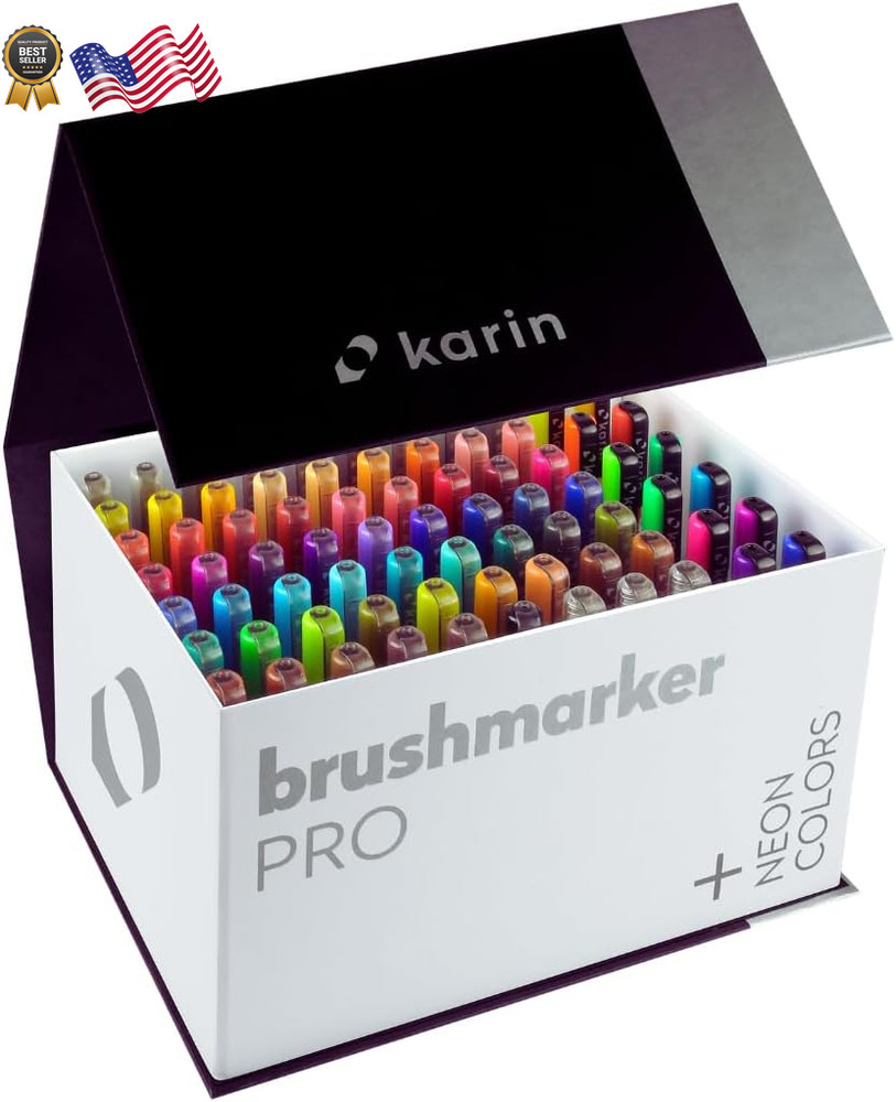 Brushmarker Pro 75Pc Mega Box plus Brush Tip Markers Set Blendable Water Based