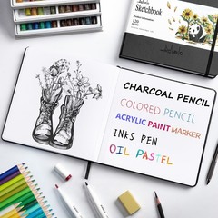 Square Sketchbook for Drawing, 120 Pages Sketch Book, 122LB/180GSM Thick Paper,