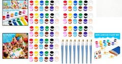 112 PCS Kids Art Kit: 8 Pack Mini Acrylic Paint with 12 Colors & Brushes for Fun