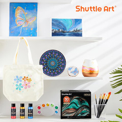 Shuttle Art 30 Colors Metallic Acrylic Paint, Artist Grade Metallic Paint in Bot