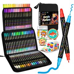 Betem 72 Colors Dual Tip Acrylic Paint 1 Count (Pack of 72), Multicolor
