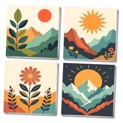 4 Pack Framed Paint by Numbers Kit for Kids BKH1922+BKH1923+BKH1924+BKH1925-US