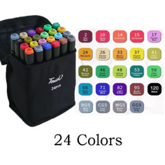 24-60 Colors Oily Art Marker Pen Set for Drawing Double Headed Sketching Tip Bas