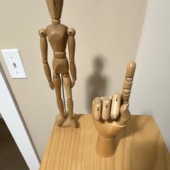 Wooden Artist Mannequin & Hand Poseable 12in Drawing Reference Models Pair Set